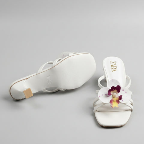 Rosa Bloom Heels - White
