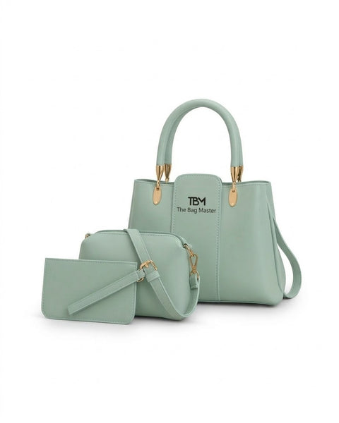 TBM 3 Pcs Sage Green Handbag Set for Women