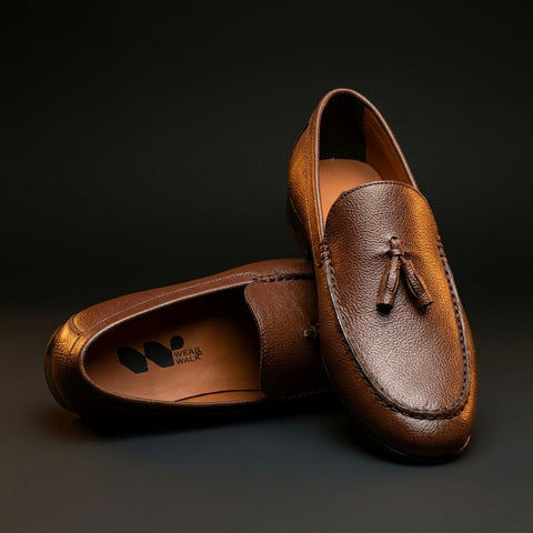 Italian Leather Tassel Loafer - Brown