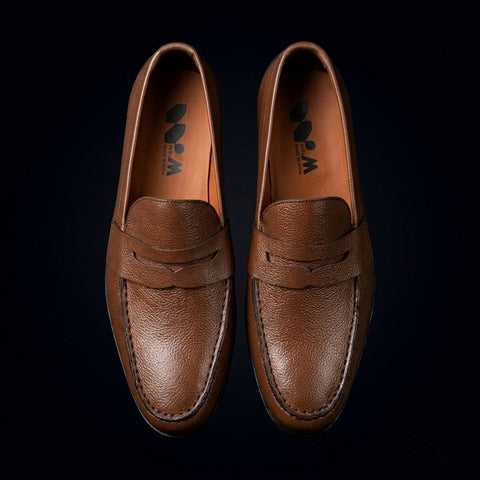 Italian Leather Penny Loafers - Brown
