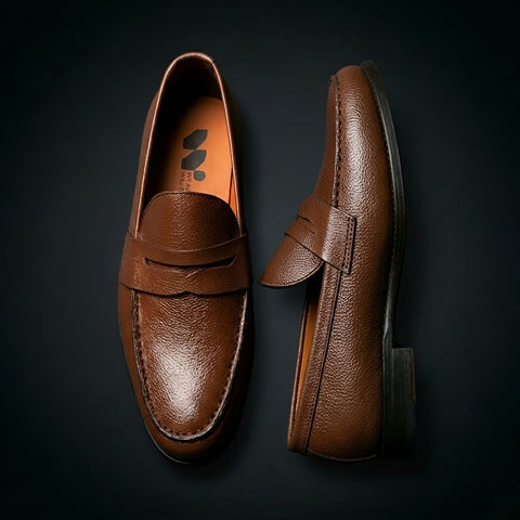 Italian Leather Penny Loafers - Brown