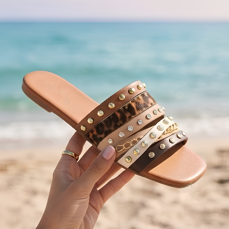 Alexa Stud Flats - Brown