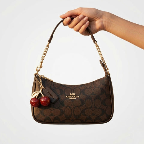 Coach Cross Body + Slides + Cherry Keychain - Brown