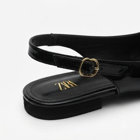 Bow Slingback Flats - Black
