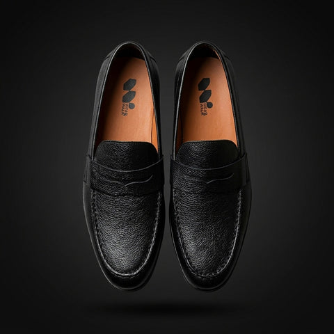 Italian Leather Penny Loafer - Black