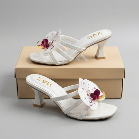 Rosa Bloom Heels - White