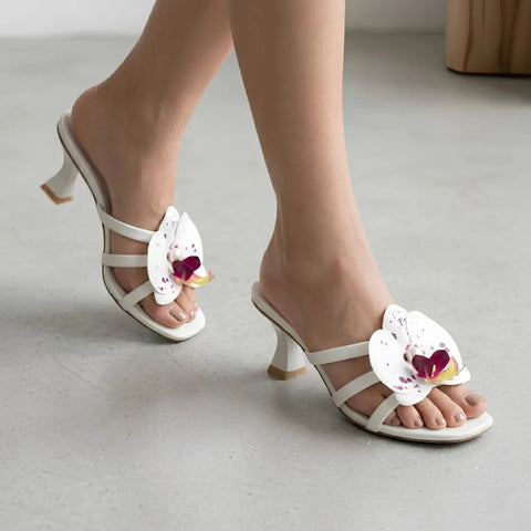 Rosa Bloom Heels - White