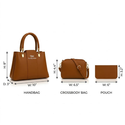 TBM 3 Pcs Brown Handbag Set for Women