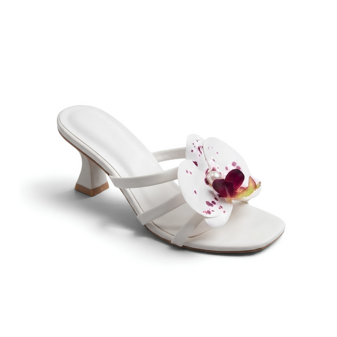 Rosa Bloom Heels - White