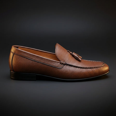 Italian Leather Tassel Loafer - Brown