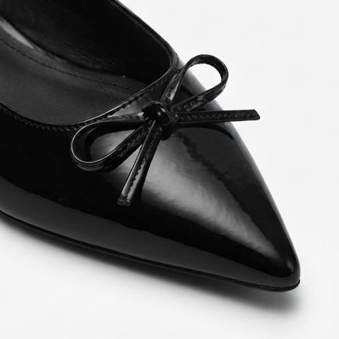 Bow Slingback Flats - Black