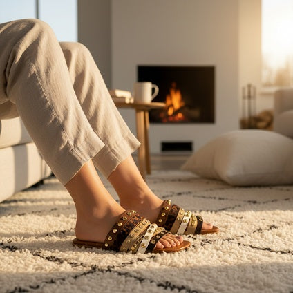 Alexa Stud Flats - Brown