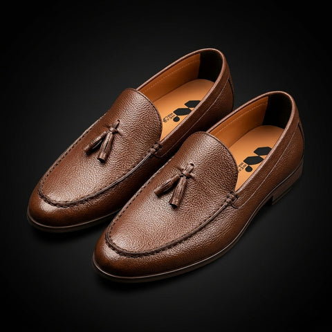 Italian Leather Tassel Loafer - Brown